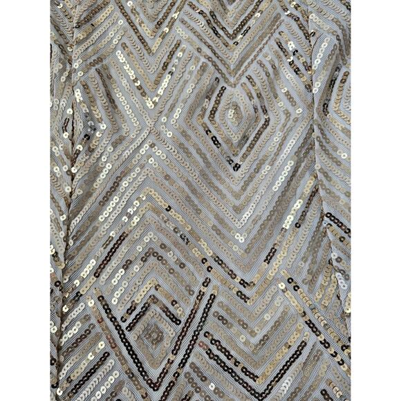 Crystal Doll Gold Sequined Formal Dress Fitted Bodycon Sparkly Halter Sz 7 Women - Picture 5 of 8